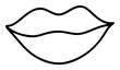 Hand drawn lips icon in simple doodle style. Woman mouth with lines. Monochrome design sense organs