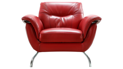 Wall Mural - Red leather armchair on white background.