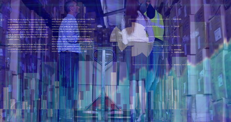 Poster - Image of data processing over diverse workers in warehouse