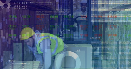 Poster - Image of data processing over diverse workers in warehouse