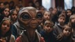 © Maelgoa - Cinematic moment of an amiable extraterrestrial participating in a school assembly, their unique perspective adding a touch of magic to the event 03