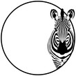 round frame with black zebra without background