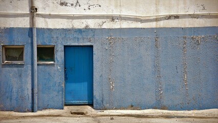 Wall Mural - blue door in weathered facade