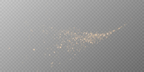 Wall Mural - Sparks of dust and golden stars shine with special light. Vector sparks on transparent dark background. Christmas light effect. Sparkling magic dust particles.	