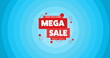 Image of mega sale text and circles on blue background
