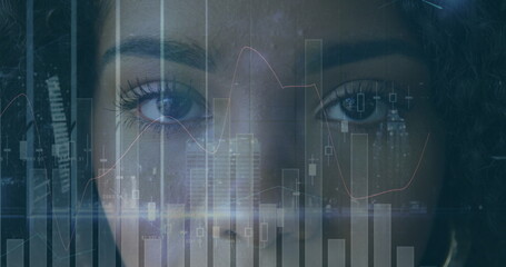 Poster - Image of data processing over african american woman