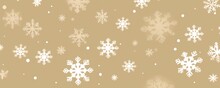 White Snowflakes On A Beige Background, A Flat Vector Illustration In The Simple Minimalist Style Of A Cute Cartoon Design With Simple Shapes