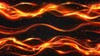 Abstract lines of fire and sparks isolated on transparent background. Waves and swirls of flame streaks with sparkles.