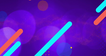 Poster - Image of shapes over light spots on blue background