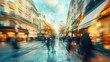 Blurred scene of Parisian boulevards with motion blur effect on vibrant city life