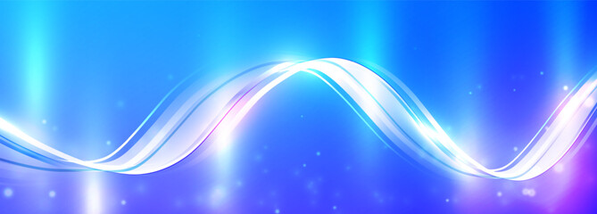 Fototapete - Abstract technology wave design with glowing light effect, digital network, Big data. Artificial intelligence. Science, music, futuristic technology concept for poster, cover, banner, website. Vector.