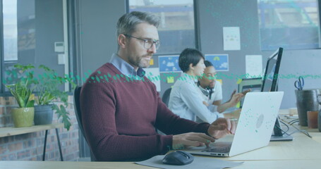 Canvas Print - Image of financial data processing over diverse business people