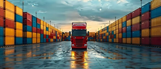 Wall Mural - E-Commerce Logistics: The Road to Global Distribution. Concept Supply Chain Management, International Shipping, Inventory Control, Warehousing Efficiency, Global Retail Operations