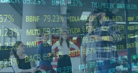 Poster - Image of financial data processing over business people