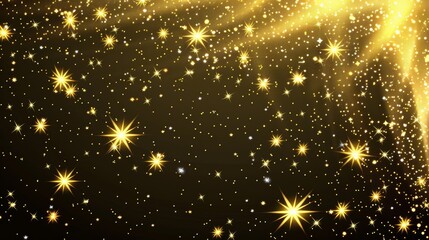 Poster - there is a golden star rain fall on transparent modern background. abstract comet or meteorite rain 