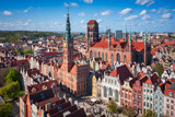 Fototapeta Uliczki - Aerial landscape of the Main Town of Gdansk at spring, Poland.