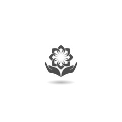 Poster - Lotus in hands logo icon with shadow