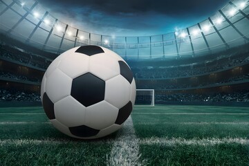 Wall Mural - Football soccer stadium kick game competition sport foot ball goal, capturing the essence of sports