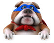 Fun 3D cartoon illustration of a dog superhero