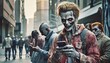 © Marko - Zombies with Mobile Phones walking on city street