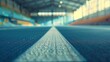 Blurred view of an empty track and field arena, capturing the solitude and the simplicity of the environment, with muted colors and gentle lighting