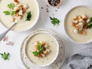 Wall Mural - cauliflower soup puree top view