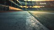 Blurred view from within an empty stadium, capturing the solitude and the grandeur of the structure, with muted colors and soft lighting 01