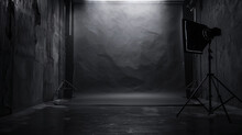 Studio With Black Backdrop With Studio Lighting