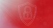 Image of padlock and shield with lines moving against red background