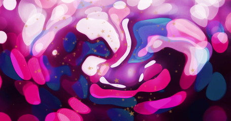 Poster - Image of orange light orbs over colourful blots