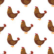 seamless pattern with cartoon hen