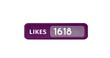 Image of numbers changing and likes text in purple banner on white background