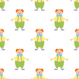 Fototapeta Dinusie - seamless pattern with cartoon clown