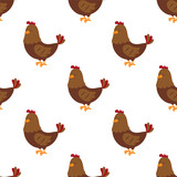 Fototapeta Dinusie - seamless pattern with cartoon hen