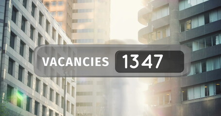 Poster - Image of numbers and vacancies text over pedestrians in busy city street
