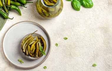 Poster - spicy pickled green jalapeno peppers