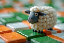 Sheep Figure On Ireland Flag Cubes, St Patricks Day Theme, Closeup, 3D, Dublin Vibe  , 8K , High-resolution, Ultra HD,up32K HD