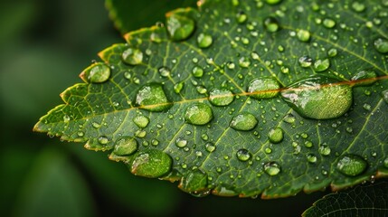 Wall Mural - Close-up Leaves: A photo capturing the intricate patterns of veins on a leaf
