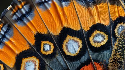 Wall Mural - Textures and Patterns: A photo macro close-up of the intricate patterns on a butterflys wing