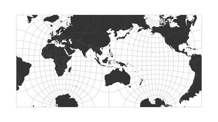 Wall Mural - World map. Guyou hemisphere-in-a-square projection. Animated projection. Loopable video.
