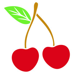 Poster - cherry with leaf vector illustration
