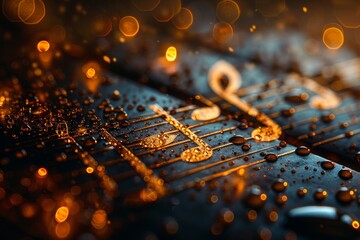 Poster - Macro shot of water droplets on an electronic circuit board, highlighting technology and innovation