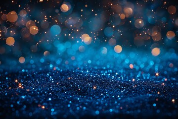 Poster - A display of dancing light particles in various sizes on a deep blue backdrop invokes a sense of wonder and mystery