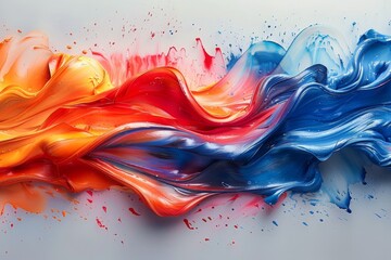 Poster - A visually captivating abstract design of a wave made with vibrant splashes of colorful paint showcasing energy and movement