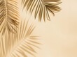 Minimal summer background with palm leaves shadow on beige color paper