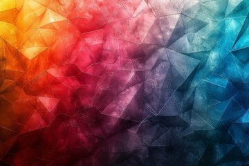 Poster - A striking abstract graphic of a blue and red polygonal surface texture with a deep contrast