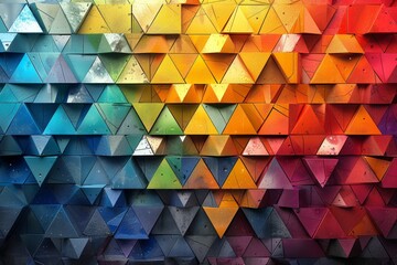 Poster - An array of geometric shapes covered in water droplets, showcasing a rainbow of colors with a tactile quality