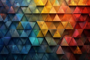 Poster - Bold and vibrant colored geometric shapes with a textured surface create an engaging abstract background