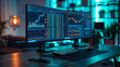 Home Trading Setup with Multiple Monitors Displaying Real-Time Market Data