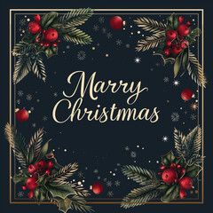 Wall Mural - Marry Christmas greeting card poster